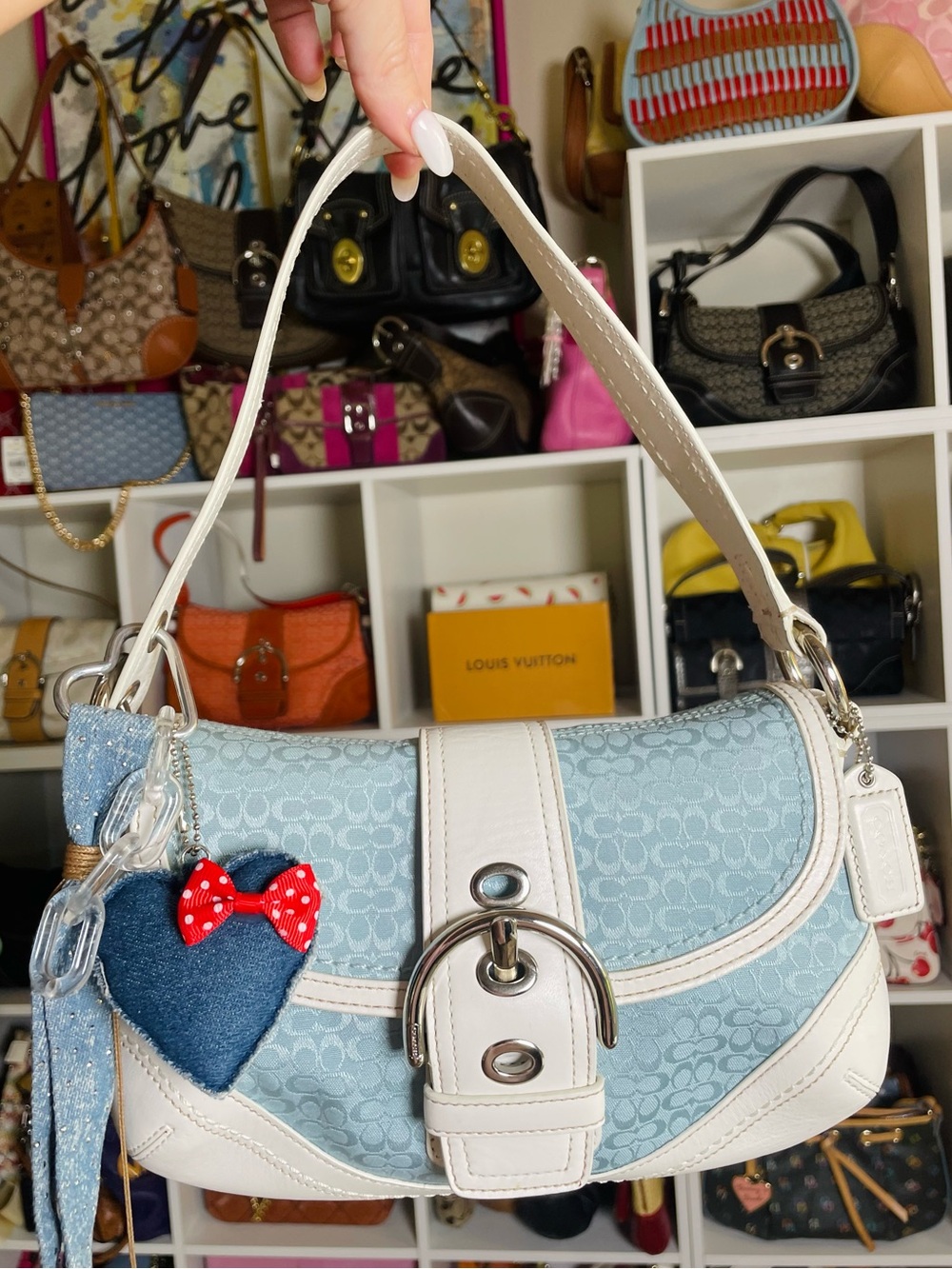 Coach Y2K Light Blue Small Soho Signature Mini C Logo Shoulder Bag- F10925